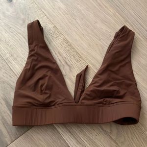 Everlane ReNew bathing suit top in brown.